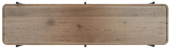 Safavieh Atwell Rustic Industrial 2-Shelf Console Table With Black Metal Legs & Oak Finish For Entryways CNS4204A