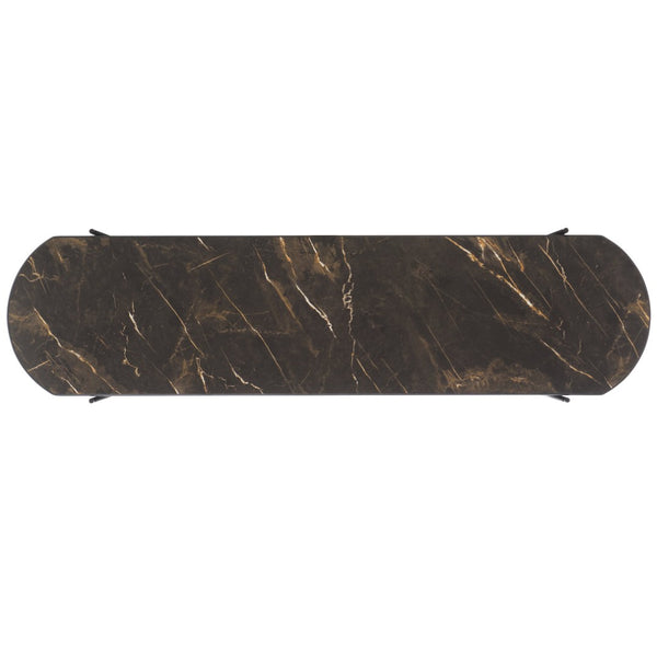 Safavieh Marlee Console Table - Modern Sculptural Design With Curved Top, Metal Legs & Versatile Storage Solutions Dark Sandstone / Black CNS4206A