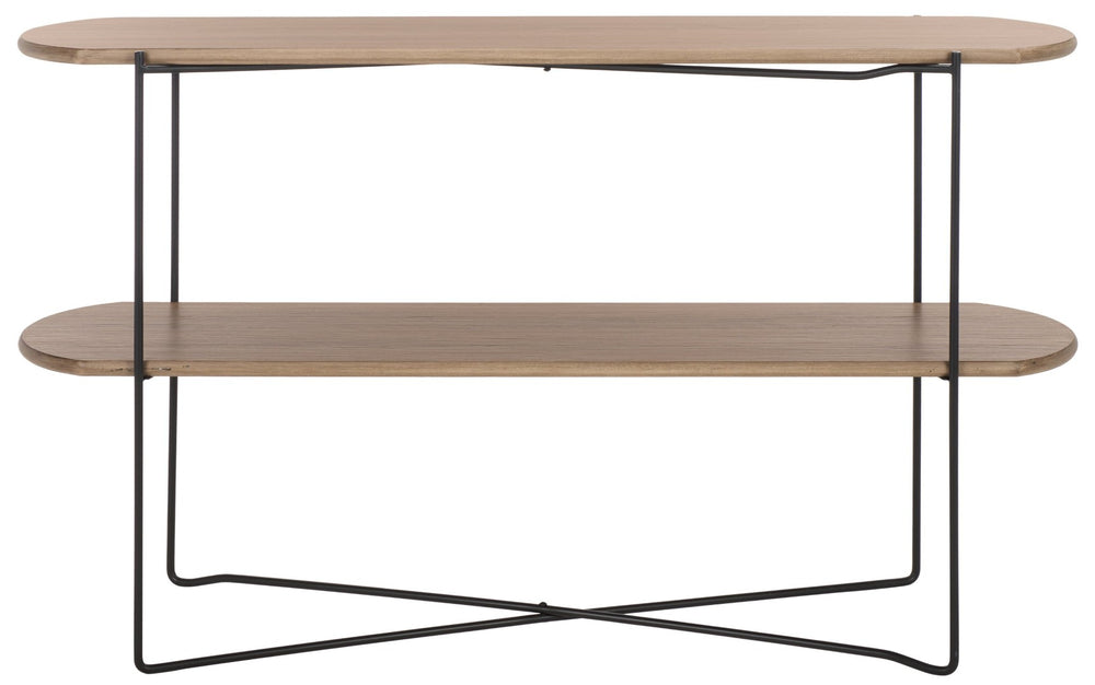 Safavieh Marlee Console Table - Modern Sculptural Design With Curved Top, Metal Legs & Versatile Storage Solutions Light Grey Oak / Black CNS4206D