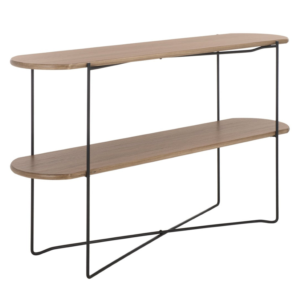 Safavieh Marlee Console Table - Modern Sculptural Design With Curved Top, Metal Legs & Versatile Storage Solutions Light Grey Oak / Black CNS4206D
