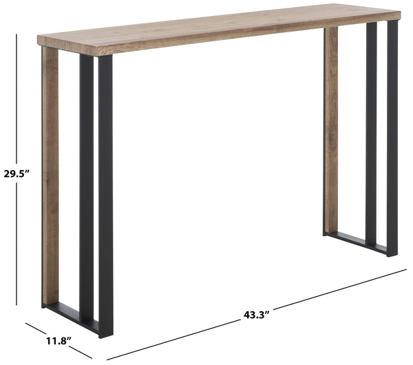 Safavieh Carlino Console Table - Light Brown Finish With Black Iron Legs For Timeless Home Elegance & Durability Light Brown ,Black Mdf & Iron Cns4208a
