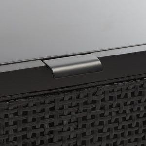 Safavieh Baisley Mid-Century Modern Rattan Console Table With Two Drawers And Stylish Open Storage Shelf Black CNS5000B