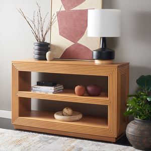 Safavieh Ines Console Table - Elegant Natural Wood Design With Open Shelves For Stylish Entryways & Living Spaces CNS5003A
