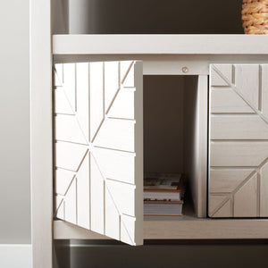 Safavieh Zella Elegant 4-Door Console Table With Open Shelf – Modern Storage For Your Home Or Office Decor CNS5004A