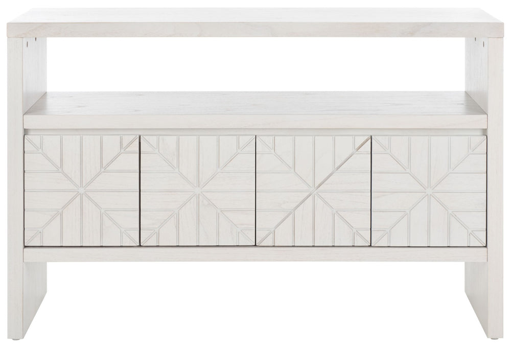 Safavieh Zella Elegant 4-Door Console Table With Open Shelf – Modern Storage For Your Home Or Office Decor CNS5004A