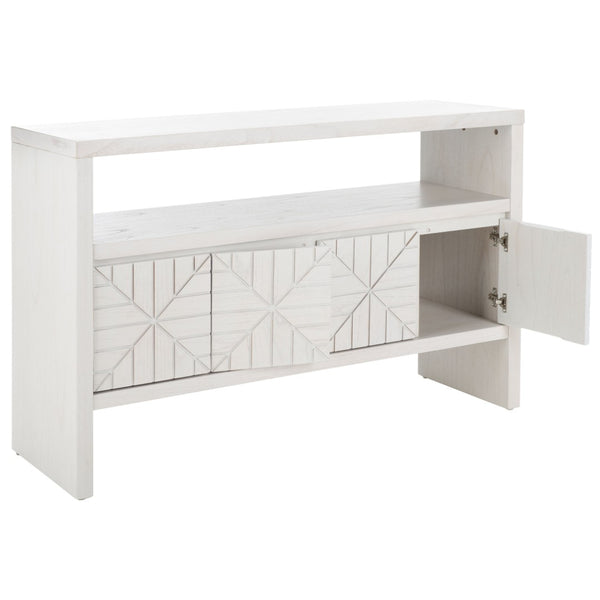 Safavieh Zella Elegant 4-Door Console Table With Open Shelf – Modern Storage For Your Home Or Office Decor CNS5004A