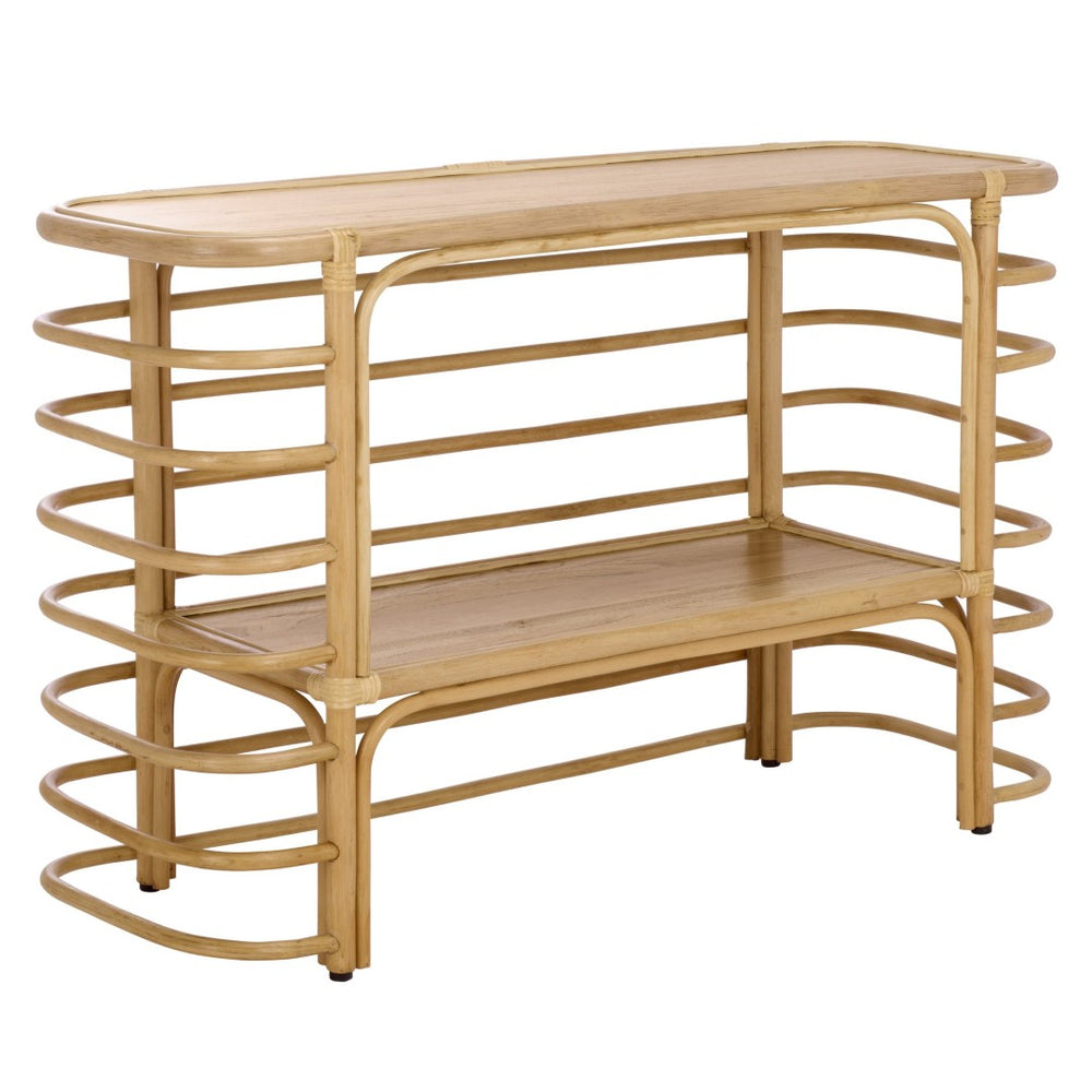 Safavieh Maestro Console Table - Natural Hibiscus Wood & Rattan, Minimalist Design For Modern Spaces CNS5400A