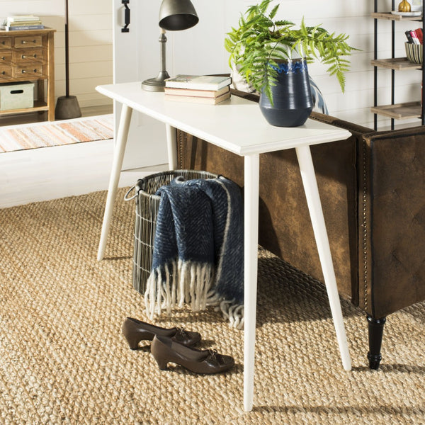 Safavieh Marshal Console Table - Mid-Century Minimalist Design With Distressed Pine For Stylish Entryway Decor Vintage White CNS5700A