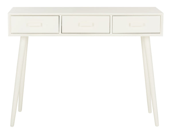 Safavieh Albus Mid-Century 3 Drawer Console Table For Stylish Entryways And Living Spaces With Hidden Storage Antique White CNS5701A