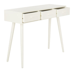 Safavieh Albus Mid-Century 3 Drawer Console Table For Stylish Entryways And Living Spaces With Hidden Storage Antique White CNS5701A