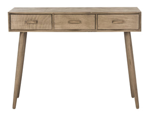 Safavieh Albus Mid-Century 3 Drawer Console Table For Stylish Entryways And Living Spaces With Hidden Storage Light Brown CNS5701B