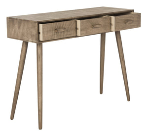 Safavieh Albus Mid-Century 3 Drawer Console Table For Stylish Entryways And Living Spaces With Hidden Storage Light Brown CNS5701B