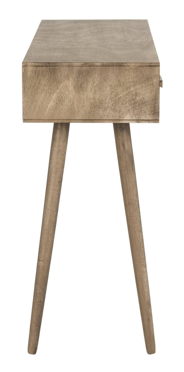 Safavieh Albus Mid-Century 3 Drawer Console Table For Stylish Entryways And Living Spaces With Hidden Storage Light Brown CNS5701B
