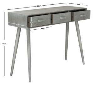 Safavieh Albus Mid-Century 3 Drawer Console Table For Stylish Entryways And Living Spaces With Hidden Storage Slate Grey CNS5701C