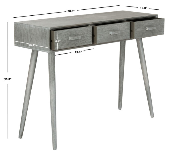 Safavieh Albus Mid-Century 3 Drawer Console Table For Stylish Entryways And Living Spaces With Hidden Storage Slate Grey CNS5701C