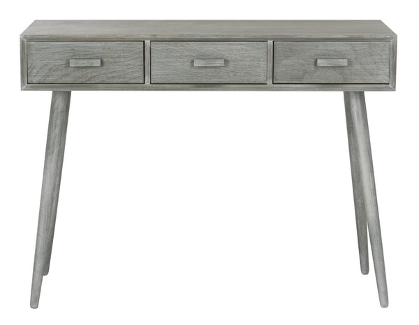 Safavieh Albus Mid-Century 3 Drawer Console Table For Stylish Entryways And Living Spaces With Hidden Storage Slate Grey CNS5701C