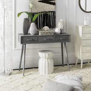 Safavieh Albus Mid-Century 3 Drawer Console Table For Stylish Entryways And Living Spaces With Hidden Storage Slate Grey CNS5701C