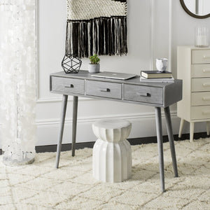 Safavieh Albus Mid-Century 3 Drawer Console Table For Stylish Entryways And Living Spaces With Hidden Storage Slate Grey CNS5701C