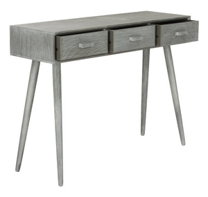 Safavieh Albus Mid-Century 3 Drawer Console Table For Stylish Entryways And Living Spaces With Hidden Storage Slate Grey CNS5701C