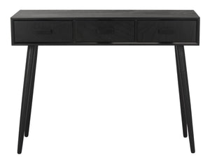 Safavieh Albus Mid-Century 3 Drawer Console Table For Stylish Entryways And Living Spaces With Hidden Storage Black CNS5701D