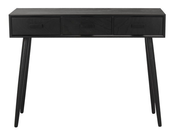 Safavieh Albus Mid-Century 3 Drawer Console Table For Stylish Entryways And Living Spaces With Hidden Storage Black CNS5701D