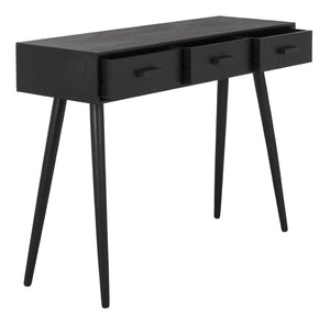 Safavieh Albus Mid-Century 3 Drawer Console Table For Stylish Entryways And Living Spaces With Hidden Storage Black CNS5701D