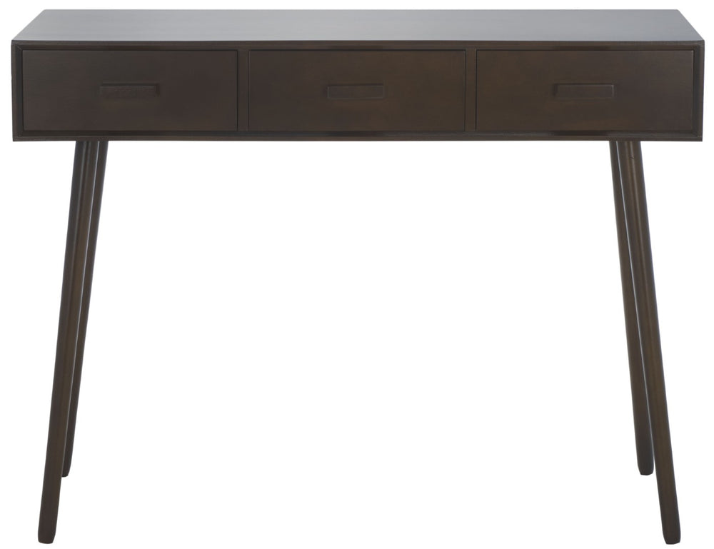 Safavieh ALBUS Mid-Century 3-Drawer Console Table in Dark Chocolate - Stylish Storage for Any Space CNS5701E
