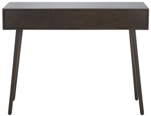 Safavieh Albus Mid Century 3-drawer Console Table In Dark Chocolate - Stylish Storage For Any Decor Dark Chocolate Solid Wood,Mdf Cns5701e