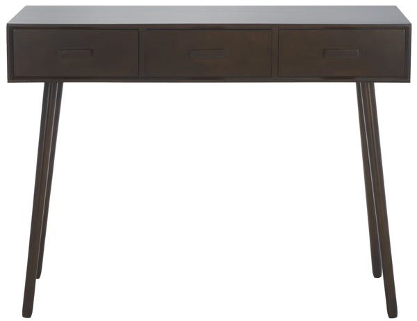 Safavieh Albus Mid Century 3-drawer Console Table In Dark Chocolate - Stylish Storage For Any Decor Dark Chocolate Solid Wood,Mdf Cns5701e