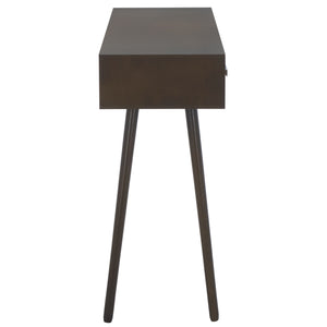 Safavieh Albus Mid Century 3-drawer Console Table In Dark Chocolate - Stylish Storage For Any Decor Dark Chocolate Solid Wood,Mdf Cns5701e