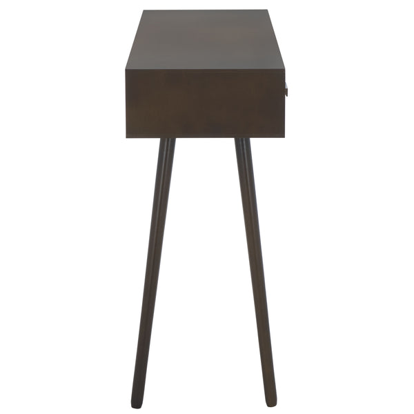 Safavieh Albus Mid Century 3-drawer Console Table In Dark Chocolate - Stylish Storage For Any Decor Dark Chocolate Solid Wood,Mdf Cns5701e