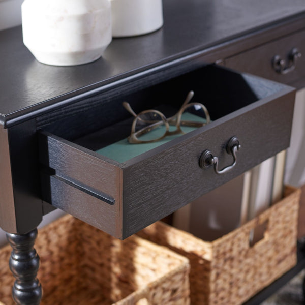 Safavieh Athena Console Table: Timeless Farmhouse Design With Smart Storage For Entryway Or Living Room Decor Black CNS5702B