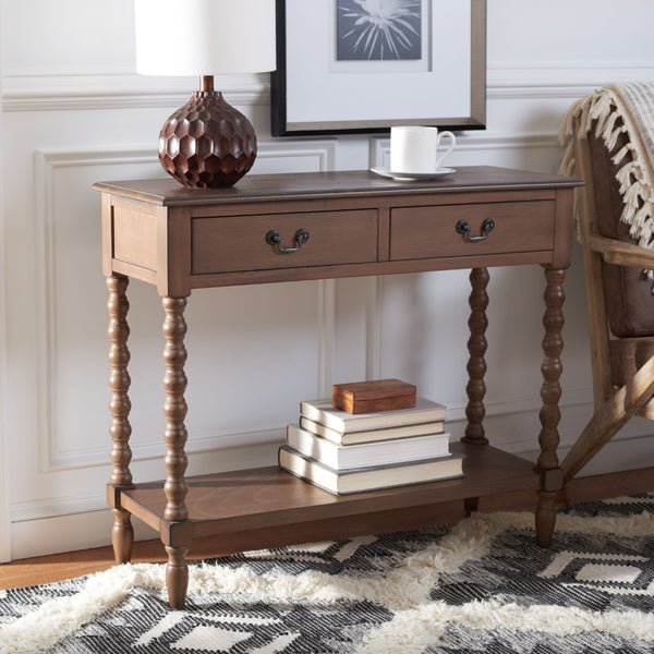 Safavieh Athena Console Table: Timeless Farmhouse Design With Smart Storage For Entryway Or Living Room Decor Brown CNS5702C