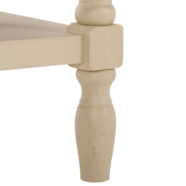 Athena Farmhouse Console Table With 2 Slim Drawers, Open Shelf, Ball-Turned Legs, Sandy Finish