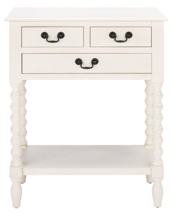 Safavieh Athena Console Table With 3 Drawers - Timeless Farmhouse Charm For Entryways And Living Spaces Distressed White CNS5703A