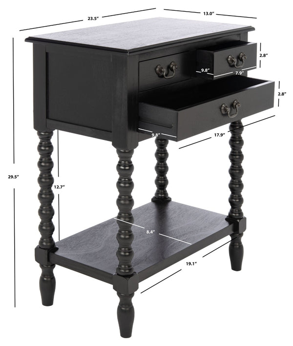 Safavieh Athena Console Table With 3 Drawers - Timeless Farmhouse Charm For Entryways And Living Spaces Black CNS5703B