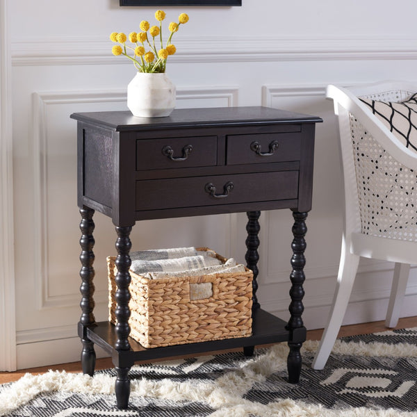 Safavieh Athena Console Table With 3 Drawers - Timeless Farmhouse Charm For Entryways And Living Spaces Black CNS5703B