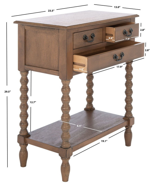 Safavieh Athena Console Table With 3 Drawers - Timeless Farmhouse Charm For Entryways And Living Spaces Brown CNS5703C