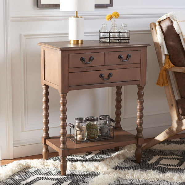 Safavieh Athena Console Table With 3 Drawers - Timeless Farmhouse Charm For Entryways And Living Spaces Brown CNS5703C