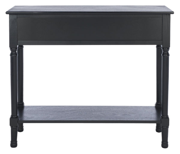 Safavieh Peyton Console Table - Stylish Two-Drawer Design With Herringbone Pattern And Open Shelf For Storage Black CNS5704B