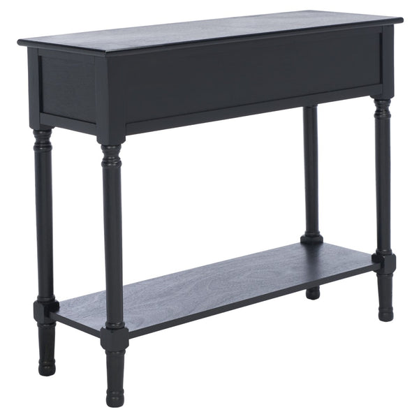 Safavieh Peyton Console Table - Stylish Two-Drawer Design With Herringbone Pattern And Open Shelf For Storage Black CNS5704B