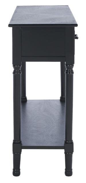 Safavieh Peyton Console Table - Stylish Two-Drawer Design With Herringbone Pattern And Open Shelf For Storage Black CNS5704B
