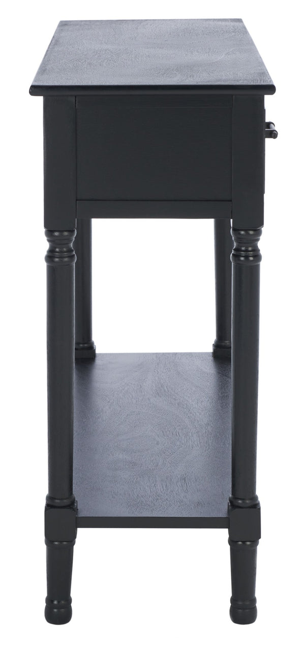 Safavieh Peyton Console Table - Stylish Two-Drawer Design With Herringbone Pattern And Open Shelf For Storage Black CNS5704B