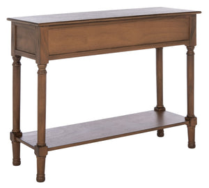 Safavieh Peyton Console Table - Stylish Two-Drawer Design With Herringbone Pattern And Open Shelf For Storage Brown CNS5704C
