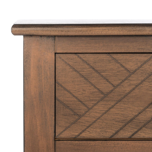 Safavieh Peyton Console Table - Stylish Two-Drawer Design With Herringbone Pattern And Open Shelf For Storage Brown CNS5704C