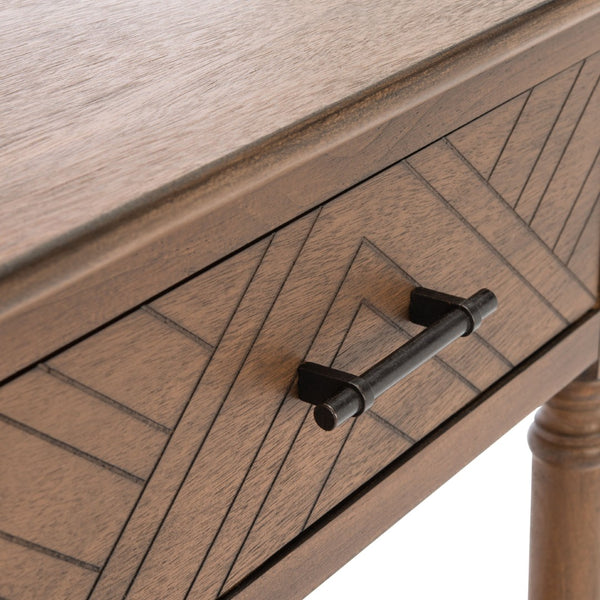 Safavieh Peyton Console Table - Stylish Two-Drawer Design With Herringbone Pattern And Open Shelf For Storage Brown CNS5704C