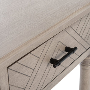 Safavieh Peyton Console Table - Stylish Two-Drawer Design With Herringbone Pattern And Open Shelf For Storage Greige CNS5704D