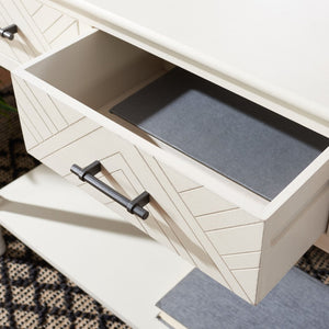 Safavieh Peyton 3-Drawer Console Table – Elegant Storage Solution With Herringbone Design For Your Home Distressed White CNS5705A