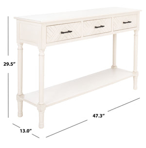 Safavieh Peyton 3-Drawer Console Table – Elegant Storage Solution With Herringbone Design For Your Home Distressed White CNS5705A