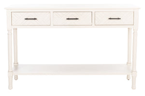 Safavieh Peyton 3-Drawer Console Table – Elegant Storage Solution With Herringbone Design For Your Home Distressed White CNS5705A